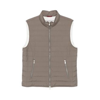 Brunello Cucinelli Gevulde Gilet - Heren - Bodywarmers - Groen - 2XL - Polyester - Jassen