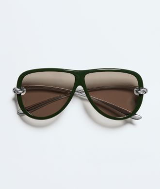 Bottega Veneta Knot Aviator Sunglasses - Green - Unisex - U