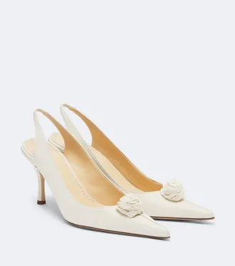 Magda Butrym Floral-appliqu&eacute; satin slingback pumps
