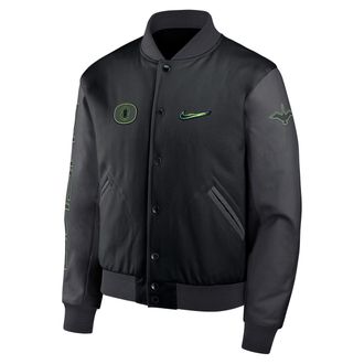 Nike Oregon Origin of Speed Nike Mens College Full-Snap Varsity Jacket in Black | 05AI166NUON-J2L