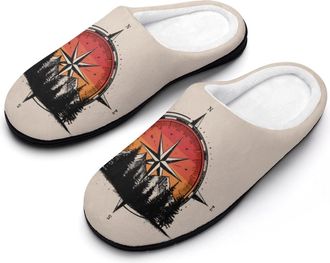 Generic Compass Print Womens Slippers Winter Warm House Shoes Indoor Outdoor Hotel Slipper