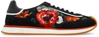 Dolce & Gabbana Sportschoenen met een bloemenmotief - Dames - Sneakers - Zwart - 35 EU - Leer - Schoenen