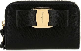 Ferragamo Zwarte leren portemonnee - Dames - Portefeuilles - Zwart - ONE Size - Leer - Accessoires