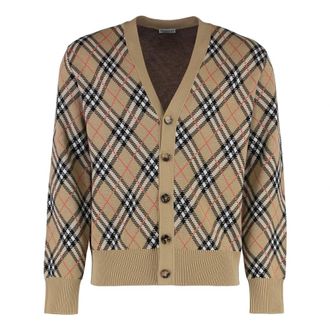 Burberry Cardigans, male, Beige, Size: XS Wool Cardigan