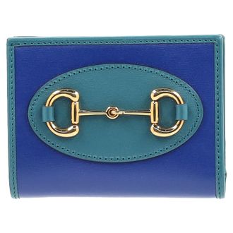 Gucci Gucci Horsebit 1955 Kaarthouder Portemonnee in Blauw Leer