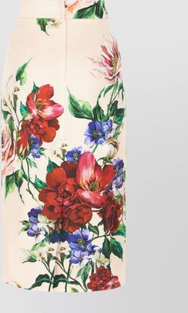Dolce & Gabbana floral-print satin high-rise midi pencil skirt