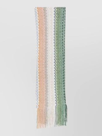 Missoni chevron viscose blend scarf fringed ends