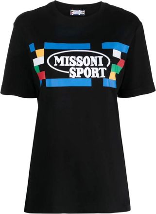 Missoni Klassiek Zwart Logo T-Shirt - Dames - T-shirts - Zwart - M - Katoen - Tops