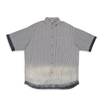 Diesel BLUE S-TRAX STRIPED SHORT SLEEVE BUTTON-DOWN SHIRT