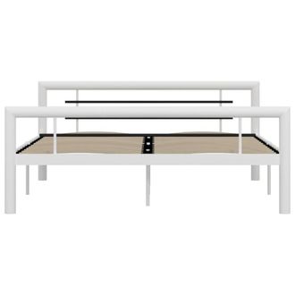 Berkfield Home Elegant Bed Frame White & Black Metal 160x200 cm