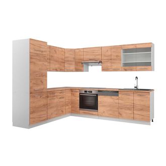 Vicco Cocina Esquinera Fame-line, Oro Potencia Roble/blanco, 227 X 287 Cm, Et Roble