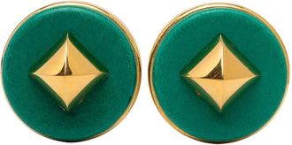 Herm&egrave;s Pre-owned Hermes Gold Plated and Leather Medor Round Clip on Earrings Ladies Y0PFI4YEIZIR7K99