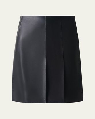 Akris Mixed Leather Pleated Mini Skirt