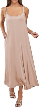 Generic Boho Maxi Dresses for Women UK Summer Beach Shift Dress Solid-Sexy Spaghetti Strap Long Dresses Elegant Party Sundress Plus Size Casual Dress Going Ou