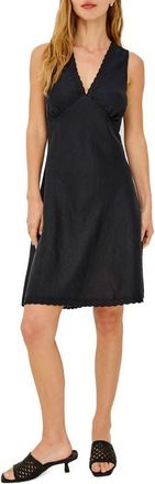 Rails Bex Embroidered Detail Linen Dress in Black Linen at Nordstrom, Size Xx-Large