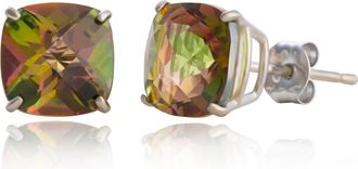 MAX + STONE Sterling Silver or Gold 8mm Cushion Cut Gemstone Birthstone Stud Earrings