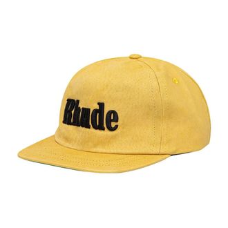 Rhude Cappellino in pelle con logo ricamato - - Accessories - Uomo - Giallo - ONE SIZE