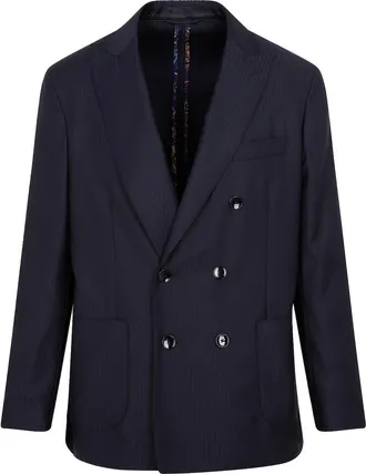Etro Blue Virgin Wool Jacket-Uomo