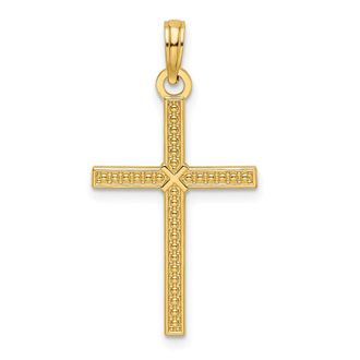Diamond2Deal 14k Yellow Gold Beaded & Polished Fancy Cross Pendant