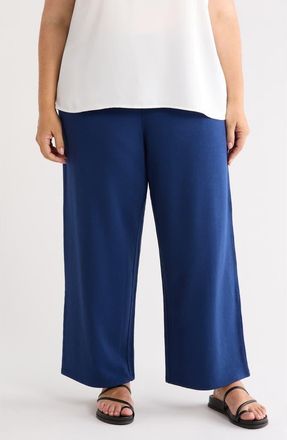 Eileen Fisher Garment Dyed Organic Cotton Terry Wide Leg Pants in Deep Dive at Nordstrom, Size 3X