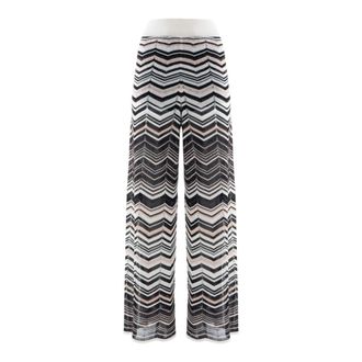Nenette Palazzo Gebreide Broek met Zig-Zag - Dames - Wijde Broeken - Veelkleurig - XS - Polyester - Broeken