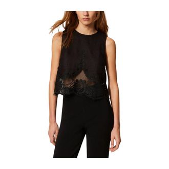 Twinset Sleeveless Tops, female, Black, Size: XS Twin-set Top
