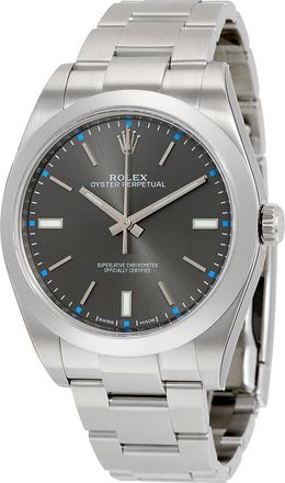 Rolex Pre-owned Rolex Oyster Perpetual Dark Rhodium Dial Mens Watch 114300DRSO