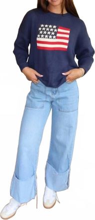 Le Lis Blanc Deux American Flag Sweater In Blue/ Red/ White