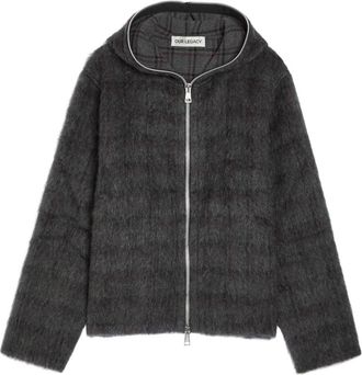 Our Legacy Checked Zip-through Brushed Wool-blend Jumper - Dark Brown - 42 (UK14 / L)