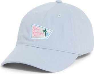 Frasier Sterling Embroidered Palm Spring Inn Canvas Adjustable Baseball Cap in Blue at Nordstrom