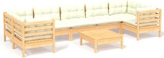 vidaXL Muebles De Jard&iacute;n 8 Piezas Cojines Madera De Pino Color Crema Vidaxl