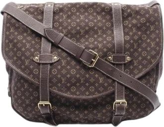Louis Vuitton Pre-owned Saumur XL Monogram Mini Lin Canvas Leather Shoulder Bag - Dames - Vintage Schoudertas - Bruin - ONE Size - Leer - Vintage