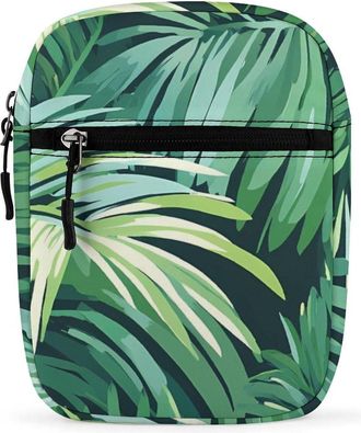 Generic Palm Pattern Plants Trendy Crossbody Bag for Men Women Small Satchel Men Sling Adjustable Shoulder Strap Messenger