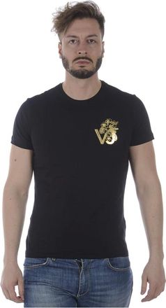 Versace Jeans Couture T-Shirts, male, Black, Size: 2XL Print VJ Flow Slim MC