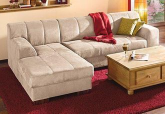 HOME AFFAIRE Ecksofa »Falk klare Linien, elegant und zeitlos, L-Form« mit Federkern und wahlweise mit Bettfunktion