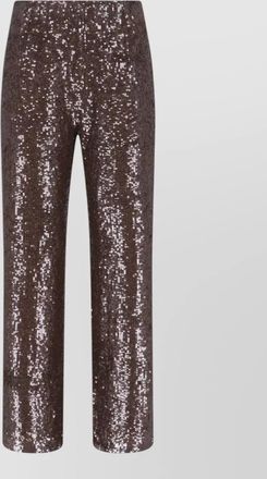 Parosh straight leg trousers elastic waistband sequins