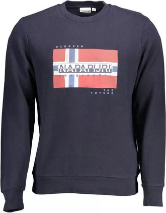 Napapijri Mens Crew Neck Sweatshirt Long Sleeve - Dark Blue Cotton - Size 2XL