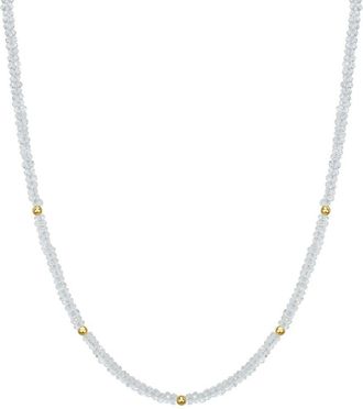 Jewelmak 14K White Topaz Necklace