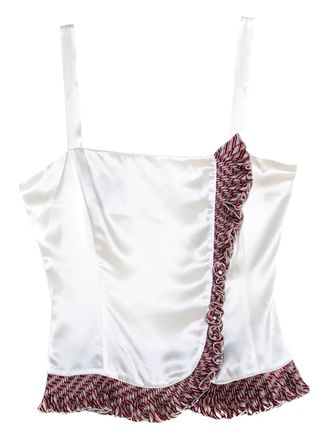 Emporio Armani ruffle-trim silk top - women - Silk/Polyester - 2 - Neutrals