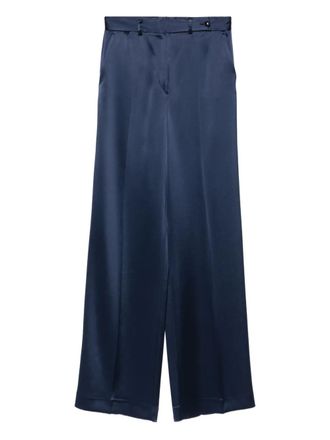 Kiton satin trousers - women - Triacetate/Polyethylene - 44 - Blue