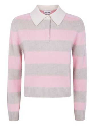 Kujten Royce Stripe Striped Sweater With Shirt-Style Collar