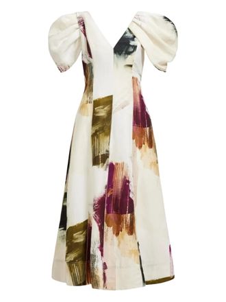 Aje Bisou ruffled midi dress - Neutrals