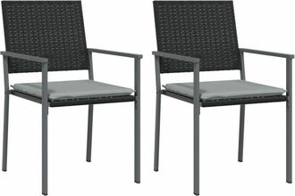 vidaXL Vidaxl - Sillas Jard&iacute;n Cojines 2 Uds Rat&aacute;n Sint&eacute;tico Negro 54x62,5x89 Cm