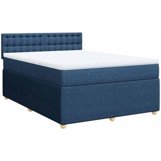 vidaXL Cama Box Spring Con Colch&oacute;n Tela Azul 140x190 Cm Vidaxl