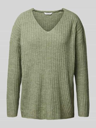 Zabaione Strickpullover mit V-Ausschnitt in Khaki, Gr&ouml;&szlig;e S
