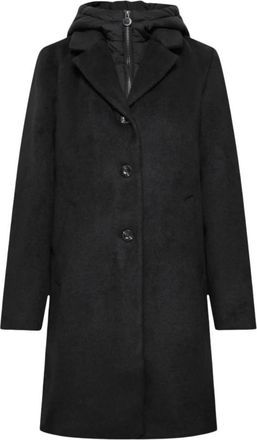 Street One Cappotto con colletto a revers e inserto con cappuccio - - Coats - Donna - Nero - XS