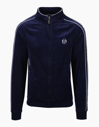 Sergio Tacchini Mens SERGIO TACCHINI TASSO VELOUR TRACK TOP MARITIME BLUE/WHITE - Navy - Size: 38
