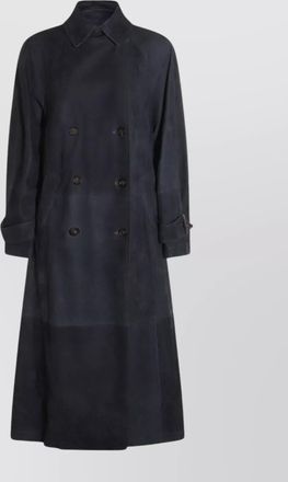 Brunello Cucinelli leather belted waist double-breasted jacket