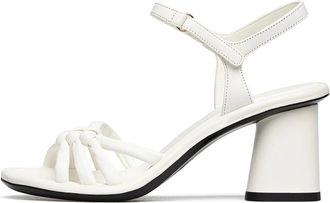 Loriblu Knotted Strapped Nappa Sandal - Dames - Sandalen met hakken - Wit - 36 EU - Leer - Schoenen
