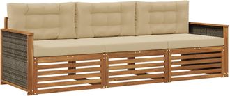 vidaXL Conjunto De Sof&aacute;s De Exterior 3 Uds. Natural Y Beige Vidaxl